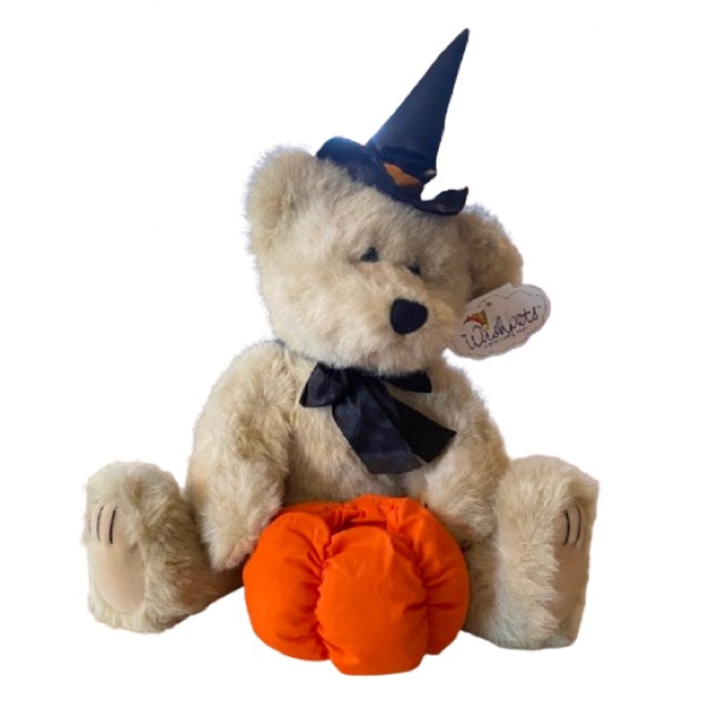 Vintage Wishpets 1998 Theodore Halloween Witch Teddy 16” Fillable Pumpkin NWT